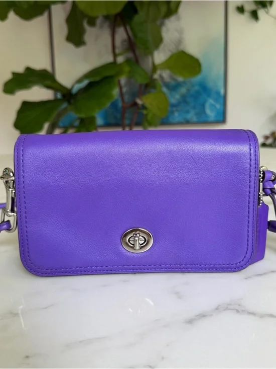 Coach Legacy Leather Penny Shoulder Crossbody Bag 19914 Ultraviolet Purple - Picture 3 of 15